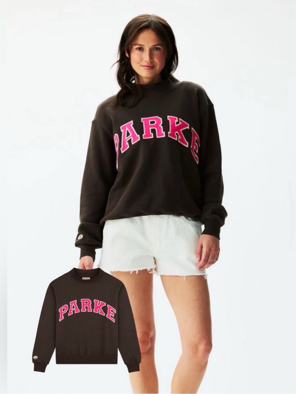 🔥SOLD OUT🔥Parke x Dunkin L/XL Espresso Varsity Mockneck Heritage Sweatshirt 🍩💕